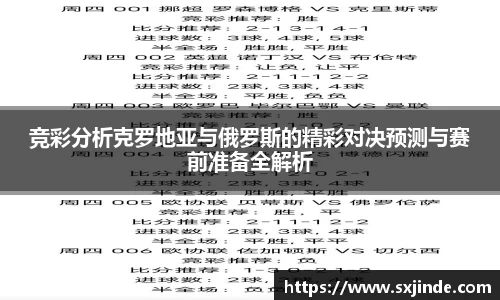 竞彩分析克罗地亚与俄罗斯的精彩对决预测与赛前准备全解析
